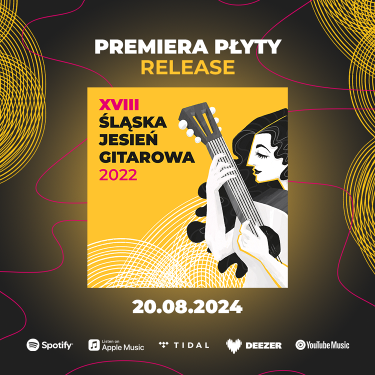 Grafika informująca o premierze płyty Śląskiej Jesieni Gitarowej w serwisach streamingowych